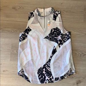 Bar III V neck tank blouse with collar